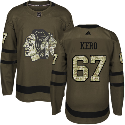 Youth Adidas Chicago Blackhawks #67 Tanner Kero Authentic Green Salute to Service NHL Jersey