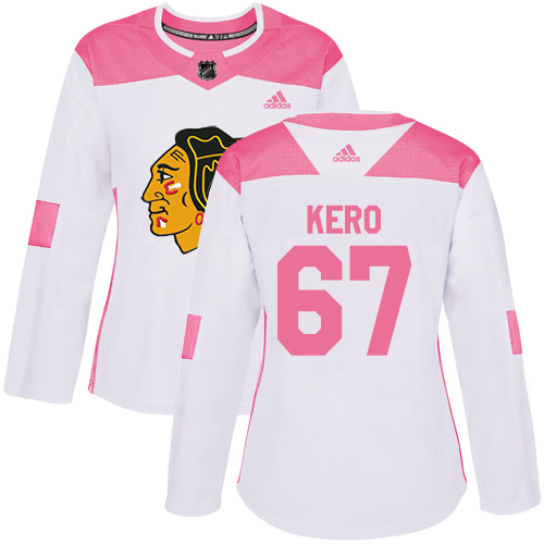 Women's Adidas Chicago Blackhawks #67 Tanner Kero Authentic White/Pink Fashion NHL Jersey