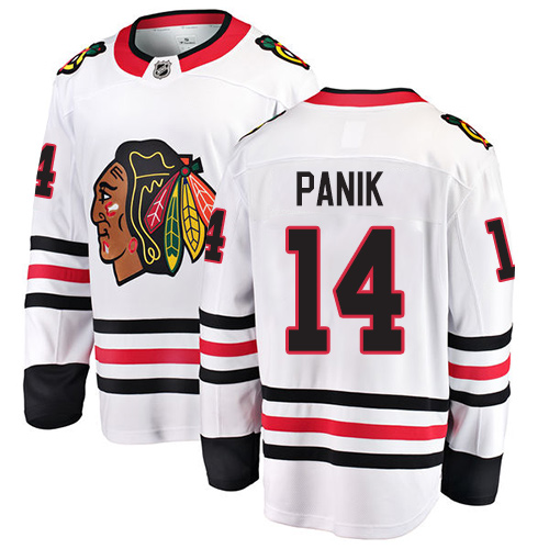 Men's Chicago Blackhawks #14 Richard Panik Authentic White Away Fanatics Branded Breakaway NHL Jersey