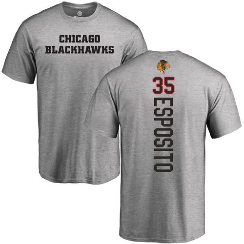 NHL Adidas Chicago Blackhawks #35 Tony Esposito Ash Backer T-Shirt