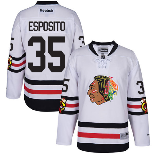 Men's Reebok Chicago Blackhawks #35 Tony Esposito Premier White 2017 Winter Classic NHL Jersey