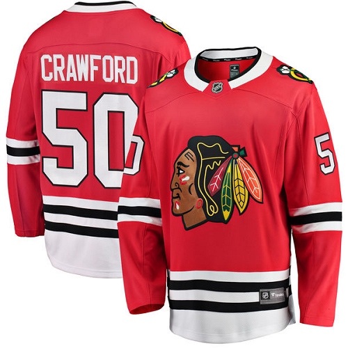 Youth Chicago Blackhawks #50 Corey Crawford Authentic Red Home Fanatics Branded Breakaway NHL Jersey