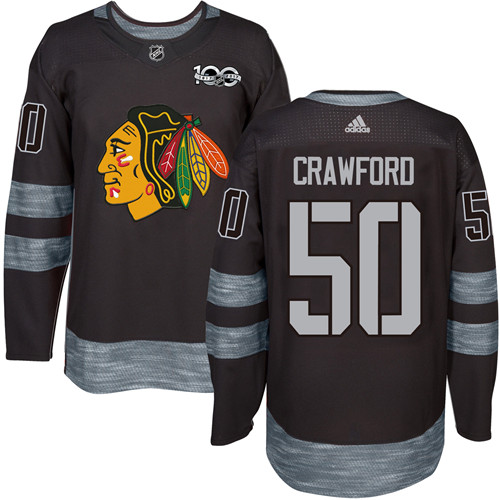 Men's Adidas Chicago Blackhawks #50 Corey Crawford Premier Black 1917-2017 100th Anniversary NHL Jersey