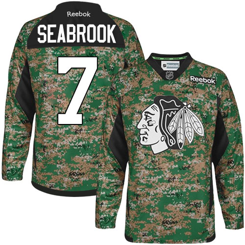 Men's Reebok Chicago Blackhawks #7 Brent Seabrook Authentic Camo Veterans Day Practice NHL Jersey