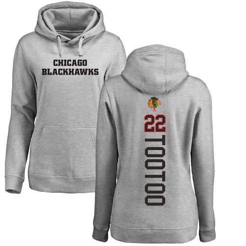 NHL Women's Adidas Chicago Blackhawks #22 Jordin Tootoo Ash Backer Pullover Hoodie