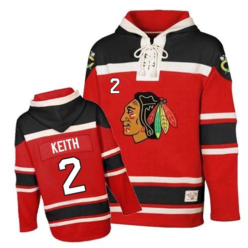 Men's Old Time Hockey Chicago Blackhawks #2 Duncan Keith Authentic Red Sawyer Hooded Sweatshirt