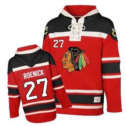 Men's Old Time Hockey Chicago Blackhawks #27 Jeremy Roenick Authentic Red Sawyer Hooded Sweatshirt