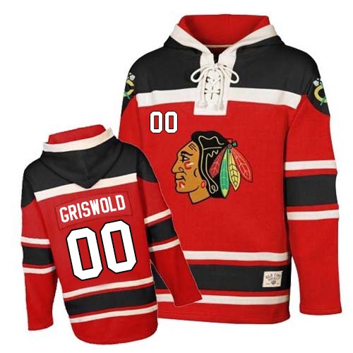 Men's Old Time Hockey Chicago Blackhawks #00 Clark Griswold Authentic Red Sawyer Hooded Sweatshirt