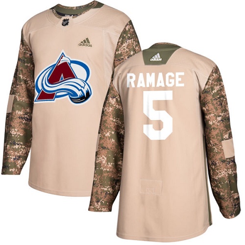 Men's Adidas Colorado Avalanche #5 Rob Ramage Authentic Camo Veterans Day Practice NHL Jersey
