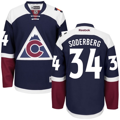 Men's Reebok Colorado Avalanche #34 Carl Soderberg Authentic Blue Third NHL Jersey