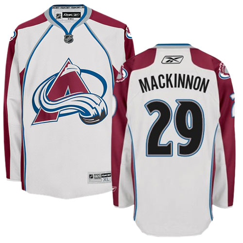 Men's Reebok Colorado Avalanche #29 Nathan MacKinnon Authentic White Away NHL Jersey