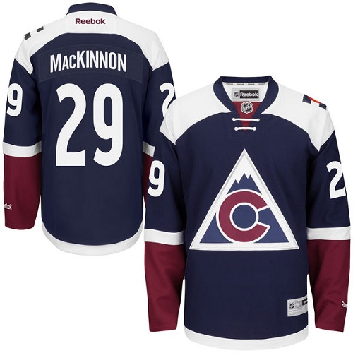 Men's Reebok Colorado Avalanche #29 Nathan MacKinnon Premier Blue Third NHL Jersey