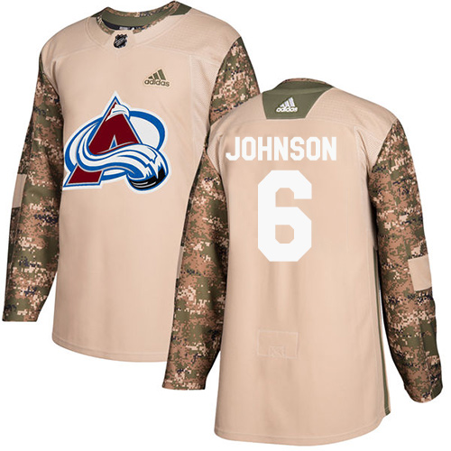 Men's Adidas Colorado Avalanche #6 Erik Johnson Authentic Camo Veterans Day Practice NHL Jersey