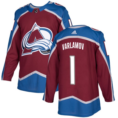 Men's Adidas Colorado Avalanche #1 Semyon Varlamov Authentic Burgundy Red Home NHL Jersey