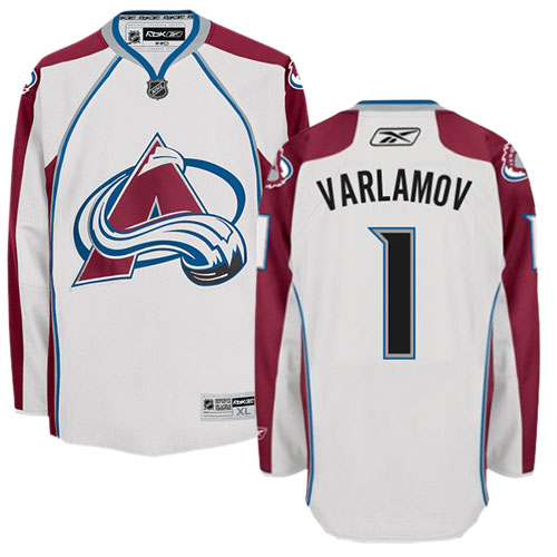 Men's Reebok Colorado Avalanche #1 Semyon Varlamov Authentic White Away NHL Jersey