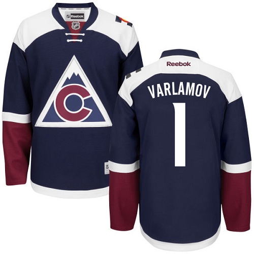 Men's Reebok Colorado Avalanche #1 Semyon Varlamov Premier Blue Third NHL Jersey