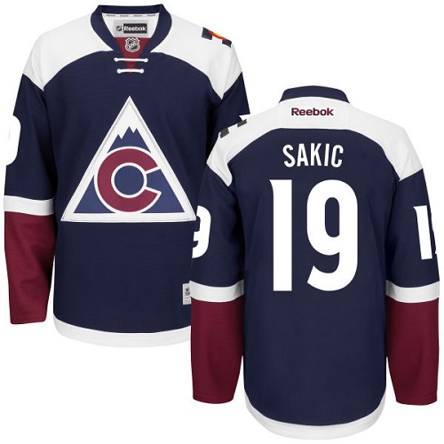 Men's Reebok Colorado Avalanche #19 Joe Sakic Premier Blue Third NHL Jersey