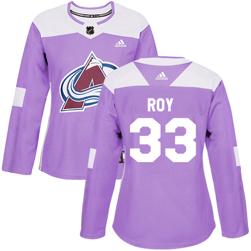 Women's Adidas Colorado Avalanche #33 Patrick Roy Authentic Purple Fights Cancer Practice NHL Jersey