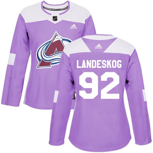 Women's Adidas Colorado Avalanche #92 Gabriel Landeskog Authentic Purple Fights Cancer Practice NHL Jersey