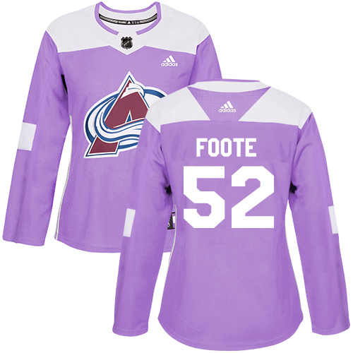 Women's Adidas Colorado Avalanche #52 Adam Foote Authentic Purple Fights Cancer Practice NHL Jersey