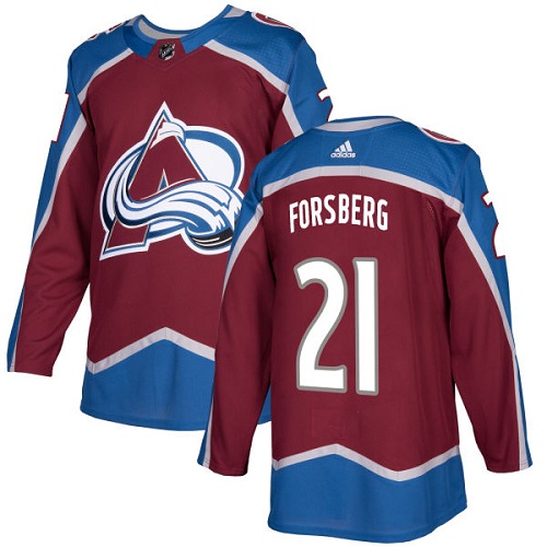 Men's Adidas Colorado Avalanche #21 Peter Forsberg Authentic Burgundy Red Home NHL Jersey