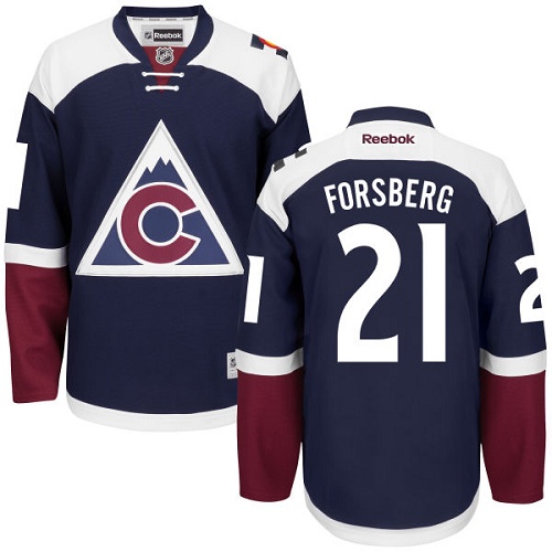 Men's Reebok Colorado Avalanche #21 Peter Forsberg Authentic Blue Third NHL Jersey