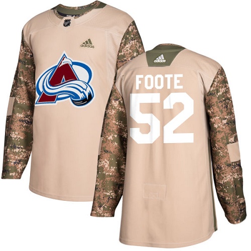 Men's Adidas Colorado Avalanche #52 Adam Foote Authentic Camo Veterans Day Practice NHL Jersey