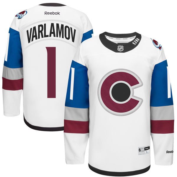 Men's Reebok Colorado Avalanche #1 Semyon Varlamov Authentic White 2016 Stadium Series NHL Jersey