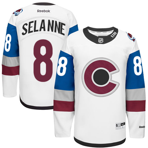 Men's Reebok Colorado Avalanche #8 Teemu Selanne Premier White 2016 Stadium Series NHL Jersey
