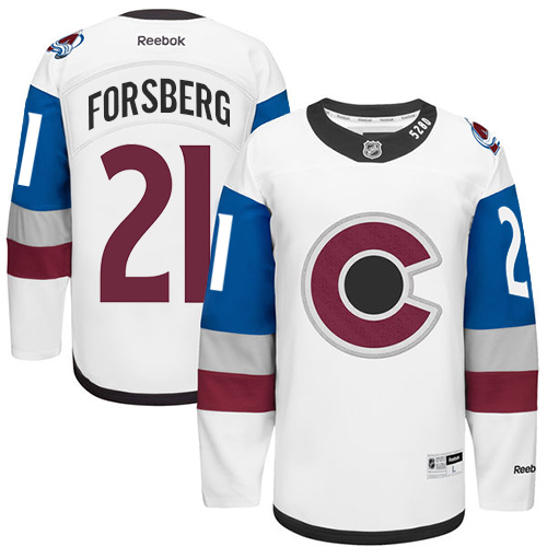 Men's Reebok Colorado Avalanche #21 Peter Forsberg Premier White 2016 Stadium Series NHL Jersey