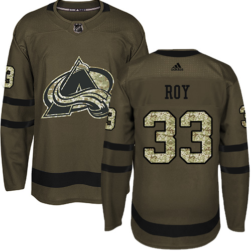 Men's Adidas Colorado Avalanche #33 Patrick Roy Authentic Green Salute to Service NHL Jersey