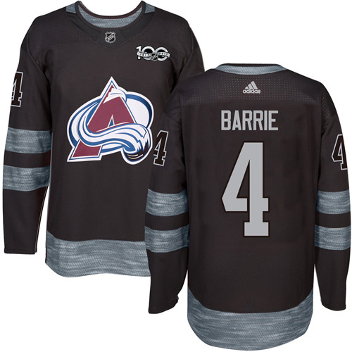 Men's Adidas Colorado Avalanche #4 Tyson Barrie Authentic Black 1917-2017 100th Anniversary NHL Jersey