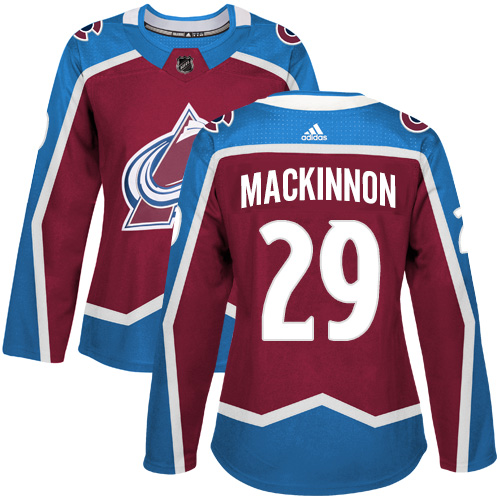 Women's Adidas Colorado Avalanche #29 Nathan MacKinnon Authentic Burgundy Red Home NHL Jersey