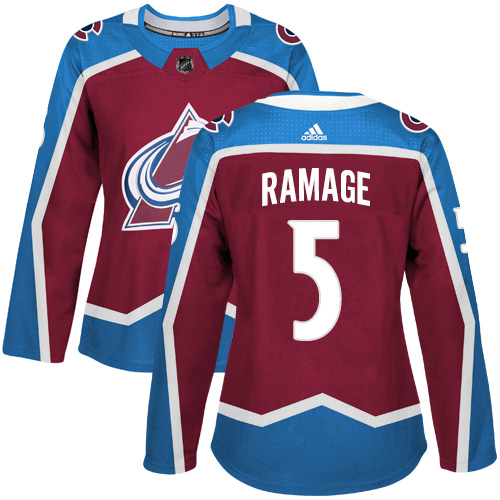 Women's Adidas Colorado Avalanche #5 Rob Ramage Premier Burgundy Red Home NHL Jersey
