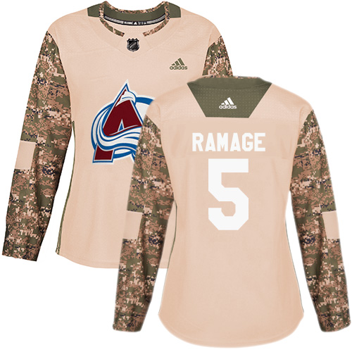 Women's Adidas Colorado Avalanche #5 Rob Ramage Authentic Camo Veterans Day Practice NHL Jersey