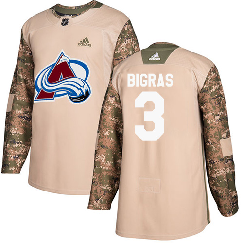 Youth Adidas Colorado Avalanche #3 Chris Bigras Authentic Camo Veterans Day Practice NHL Jersey
