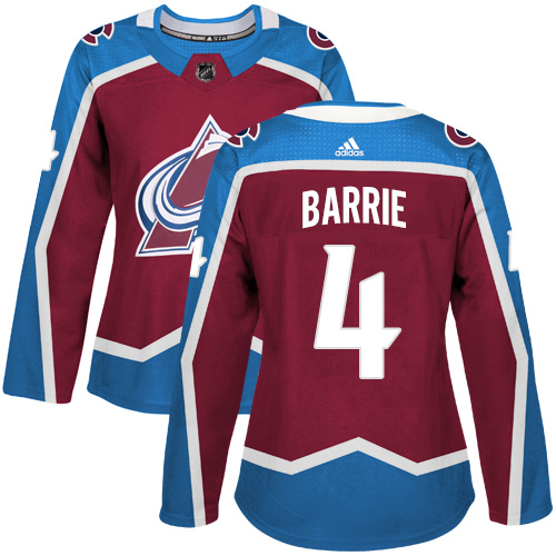 Women's Adidas Colorado Avalanche #4 Tyson Barrie Authentic Burgundy Red Home NHL Jersey
