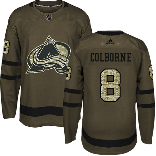 Youth Adidas Colorado Avalanche #8 Joe Colborne Authentic Green Salute to Service NHL Jersey