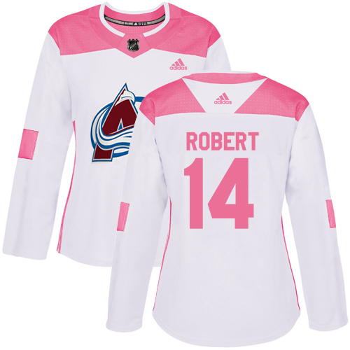 Women's Adidas Colorado Avalanche #14 Rene Robert Authentic White/Pink Fashion NHL Jersey
