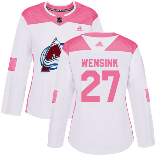 Women's Adidas Colorado Avalanche #27 John Wensink Authentic White/Pink Fashion NHL Jersey
