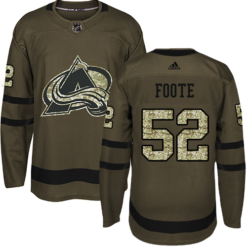 Youth Adidas Colorado Avalanche #52 Adam Foote Authentic Green Salute to Service NHL Jersey