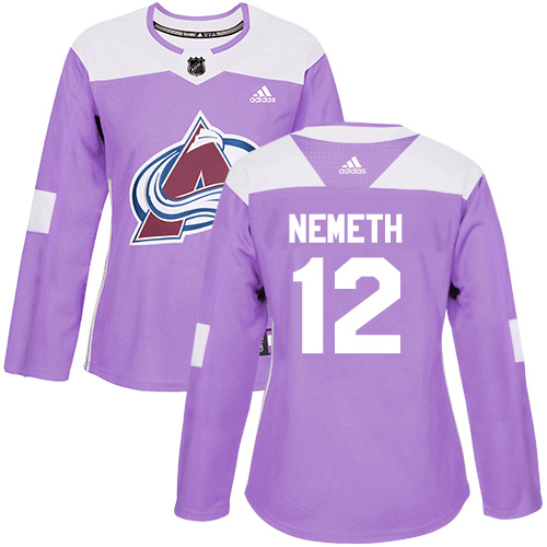 Women's Adidas Colorado Avalanche #12 Patrik Nemeth Authentic Purple Fights Cancer Practice NHL Jersey