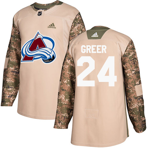 Men's Adidas Colorado Avalanche #24 A.J. Greer Authentic Camo Veterans Day Practice NHL Jersey