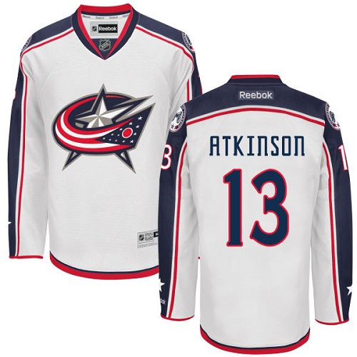Men's Reebok Columbus Blue Jackets #13 Cam Atkinson Authentic White Away NHL Jersey