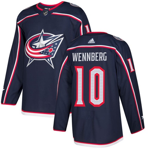 Men's Adidas Columbus Blue Jackets #10 Alexander Wennberg Authentic Navy Blue Home NHL Jersey