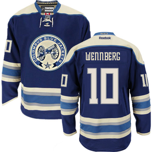 Men's Reebok Columbus Blue Jackets #10 Alexander Wennberg Authentic Navy Blue Third NHL Jersey