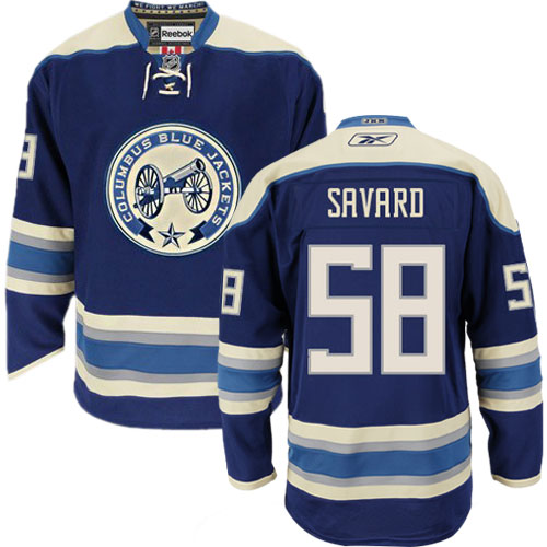 Men's Reebok Columbus Blue Jackets #58 David Savard Authentic Navy Blue Third NHL Jersey