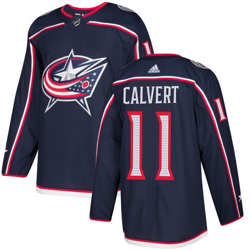 Men's Adidas Columbus Blue Jackets #11 Matt Calvert Authentic Navy Blue Home NHL Jersey
