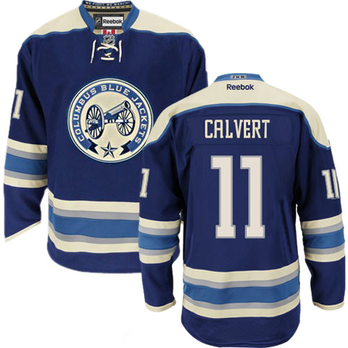 Men's Reebok Columbus Blue Jackets #11 Matt Calvert Premier Navy Blue Third NHL Jersey