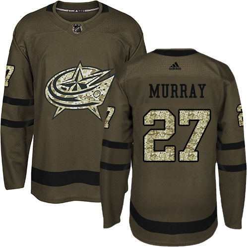Men's Adidas Columbus Blue Jackets #27 Ryan Murray Authentic Green Salute to Service NHL Jersey